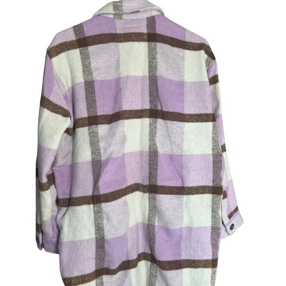 Blank NYC Lavender Beige White Plaid Oversized Long Shirt Jacket Shacket Small - Picture 14 of 15